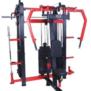 Gym24 Complete Multi Home Gym GFTS-701 - Functional Trainer with Smith Machine and PEC Fly with Rear Delt (Red Black, PVC Stack)